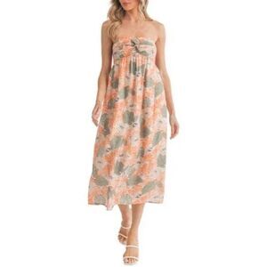NWT Lush Twist Front Sleeveless Tropical Print Sundress Midi